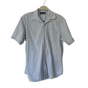 Cultura International Mens Blue Grid Preppy Short Sleeve Button Down Shirt M